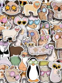 50 piezas Pegatinas de animales divertidos, pegatinas de vinilo impermeables con memes de animales lindos como recuerdos de fiesta - Multicolor - Ver 11
