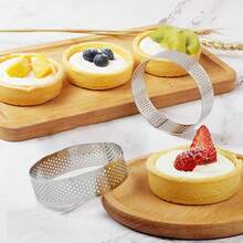 304 Stainless Steel Tart Rings, Perforated Tart Rings Round Cake Mousse Rings Metal Pastry Cake Mold Baking Dessert Rings Non-Stick Round Cake Rings Household Food Making Tools - Multicolor - View 5