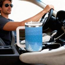 1pc 40oz Christmas Tumbler With Handle And Straw – 304 Stainless Steel Vacuum Insulated – Keeps Hot Cocoa Warm For 6H & Milkshake Cold For 12H – Ideal For Snow Camping & Nights – Fits Car Cup Holders – Cozy Up In Frozen Adventures - Nhiều màu - Xem 4