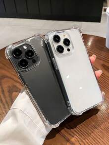 1pc Transparent TPU Soft Protective Phone Case With Air Cushion, Comfortable Minimalist Clear Large Hole Phone Case Compatible With IPhone 11/12/13/14/15/16, Compatible With IPhone 17/17 Pro/17 Pro Max Air Series, Compatible With IPhone 13, High-Definition Anti-Yellow Phone Protective Cover, Anti-Drop Phone Protective Case - Clear - View 3