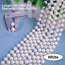 2m/78in, 10m/393in Faux Pearl Beaded Garland Chain, DIY Wedding Decor Curtain, Round Pearls Do Not Break When Cut