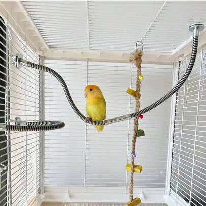 1pc Flexible Parrot Metal Perch, Scratch & Bite Resistant Bird Cage Stand, Easy To Clean And Durable Bird Cage Accessory