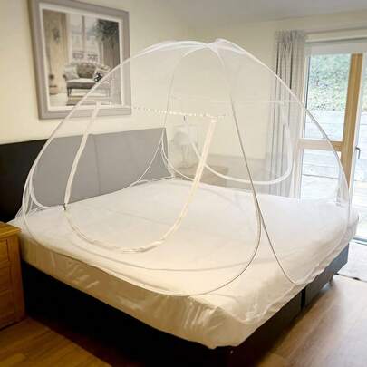 Mosquiteiro Tenda Protetora Antimosquitos Para Cama King Casal Dobrável Portátil