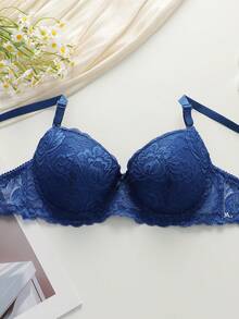 2件/套 4件套 欧美风女士内衣套装，超细纤维蕾丝文胸，带不可拆卸衬垫罩杯、可调节肩带和低腰三角裤 - 彩色 - 查看 4