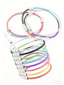 Chaveiro redondo de metal em aço inoxidável (1/10 unidades) - Argola grande de 15 cm, multicolorida (preto, vermelho, amarelo, verde, azul, roxo, prata), ideal para etiquetas de bagagem, chaveiros, utensílios de cozinha, porta-chaves, material para confecção de bijuterias, chaveiro prático | Chaveiro colorido | Argola, chaveiro circular expansível, ideal para etiquetas de bagagem e crachás de identificação. - Multicolorido - Ver 1