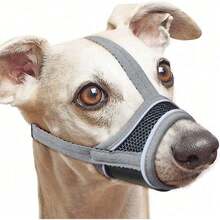 1pc Reflective Soft Nylon Dog Muzzle, Adjustable Reflective Soft Nylon Muzzle With Reinforced Strap And Breathable Mesh