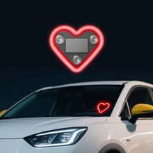 A Heart-Shaped Neon Light For Car Windows, Powered By Solar Or USB, Creating Ambient Atmosphere Lighting. - Baby Pink - View 9