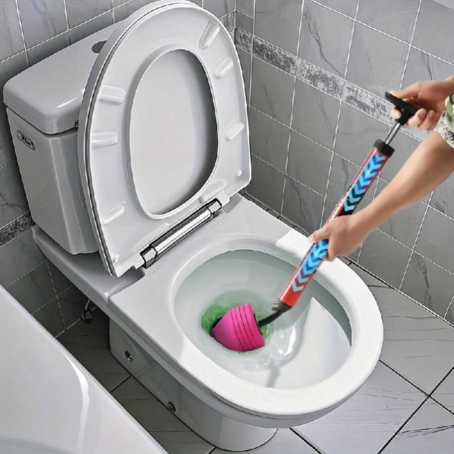 1pc Toilet Plunger - Heavy-Duty Air Pressure Toilet Drain Cleaner, Pipe Unblocker - Toilet Suction Cup - Sink And Shower Blockage Remover - Efficient Bathroom Unclogging Tool - Ergonomic Handle Design - 紅色 - 查看 1