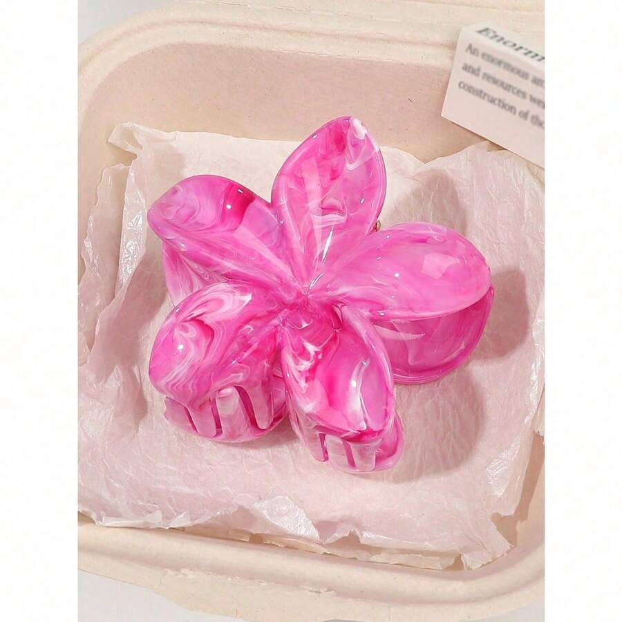 1pc Ladies' Blue Tie-Dye Floral Hair Claw Clip, Suitable For Beach Vacation Hair Accessories, Daily Use, Gift For Women Hair Clips Hair Jaw Clip Hair Clamps Hair Clutch Hair Catcher Clip, School Stuff, College Fall Winter Flower - Multicolor - View 1
