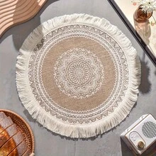 6pcs/8pcs/10pcs Handmade Woven Placemats Set - Bohemian Style Cotton Round Tasseled Table Mats, Suitable For Restaurants, Kitchens, Dining Tables, Heat Resistant, Protect Tables From Stains And Scratches, Extend Table Life, Can Also Be Used As Wall Decor, Shelf Liners, Or Drawer Pads, Great Gift For Valentine's Day, Christmas, Halloween - Multicolor - View 2