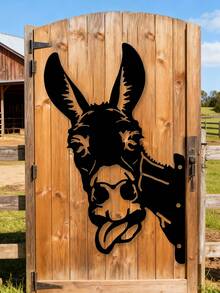 1pc Silhouette Steel Metal Peeping Animal Art, Farm Peeping Donkey Metal Art Garden Decoration Outdoor Decoration Farmhouse, Farmhouse Donkey Metal Wall Decoration - Rustic Outdoor Decoration For Country Houses, Barns And Fences, Unique Black And White Donkey Silhouette, A Gift For Farm Lovers, Rustic Style Lovers And Country Decor Lovers.