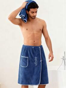 Fustă de baie pentru bărbați, prosop de baie din fleece coral, cu design elastic și nasturi pentru cuie, halate de baie, învelitoare de baie, prosop moale și absorbant, purtabil după duș, prosoape de uz casnic pentru baie, dormitor, hotel, picnic, plajă, piscină, petrecere, utilizare în toate anotimpurile, halat de baie, accesorii pentru baie, cadou de Ziua Îndrăgostiților - Multicolor - Vizualizare 7