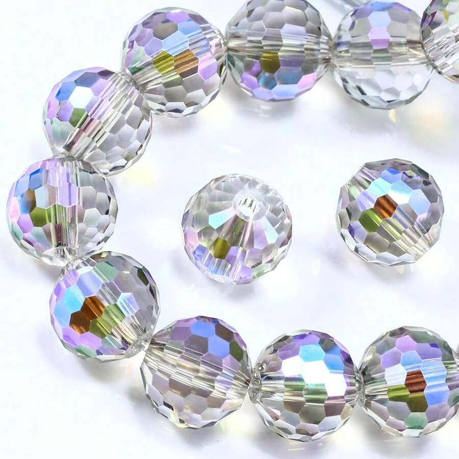 Dowarm 100PCS 8MM Crystal Glass Beads For Jewelry MaFKing, Faceted Crystal Beads For Crafts Bracelet Wind Chimes Suncatcher, #5003 Rondelle Spacer Beads, Loose Gemstones, Purple Colorized,8MM,PurpleColorized - Màu tím - Xem 1
