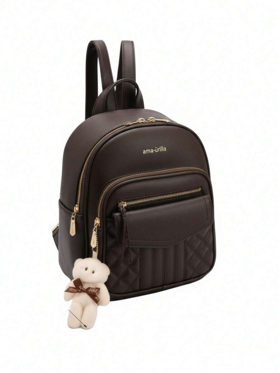 Women Fashion Backpacks - Coffee - View 1