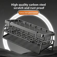 Multifunctional Sink Drain Rack, Dishwasher Sponge Holder, Kitchen Utensil Drainer, Spherical Metal Sink Dishwasher Storage Rack, Upgraded Carbon Steel Material. Kitchen Organizer Rack, Sink Towel And Mat Made Of Carbon Steel, Spherical Metal Sink Rack. - Multicolor - View 6