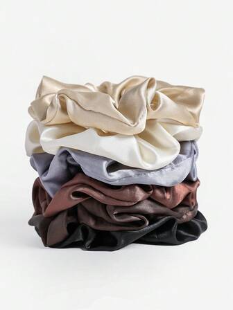 6 st. set med satinhårband för kvinnor, flerfärgade, minimalistiska och eleganta accessoarer för dagligt bruk, hästsvans, elastiska hårsnoddar, hårsnoddar, hårgummiband, hårrep