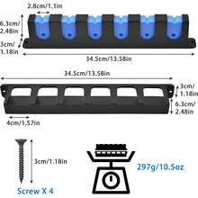 Soporte Horizontal para Cañas de Pescar, Estante de Almacenamiento Para Caña de Pescar de Pared, 6 Agujeros, Adecuado Para Almacenamiento Cañas Pescar, Interior, Cochera, Barcos Pesca (Azul) - Azul - Ver 9