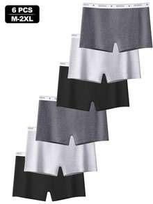 Women's Underwear Cotton Boyshort Panties Full Coverage Boxer Shorts Briefs Cheeky Panty 6PCS - 彩色 - 查看 10