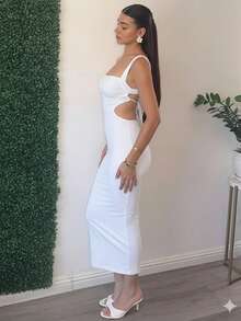 Sweetheart Neckline Suplex Dress, Formal And Evening Wear, Maternity Dress - 白色 - 查看 2