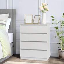 VERYKE 4 Drawer Dresser, Modern Chest Of Drawers Without Handle, Wooden Tall Nightstand For Bedroom, White - 白色 - 查看 2
