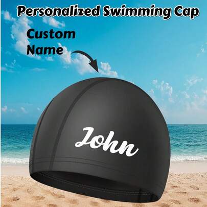 1pc Customized Swimming Cap, Personalized With Name, Unisex Adult, Made Of Anti-Wrinkle Silicone Material, Anti-Slip & Breathable, Keeps Hair Clean, Suitable For Long Or Short Hair. Customizable Swimming Cap, Great For Anniversary, Valentine's Day, Birthday, Wedding, Mother's Day, Father's Day Gifts, Ideal For Girlfriend, Boyfriend, Wife, Husband, Friends
