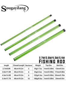 SOUGAYILANG 1 PC Telescopic Fishing Rod Hand Pole 2.7/3.6/4.5/5.4M Options Ultra Light And Portable For Grass Carp, Crucian Catfish For Stream Fishing &Reservoir - Green - View 3