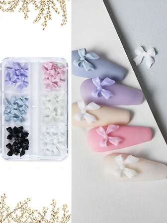 30 st/ask nageldekorationer i harts med matt rosett och långt band
