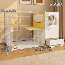 Casa para gatos con caja de arena tipo cajón, villa para gatos de uso doméstico con inodoro, jaula para mascotas pequeñas, fácil instalación y desmontable - tipo de ensamblaje - Ver 2