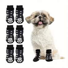 4 Waterproof Non-Slip Dog Socks, Pet Shoes, Breathable Outdoor Accessories - màu đen - Xem 2
