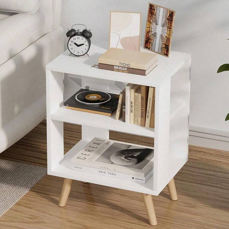 Bedside Table, Modern Open Storage Side Table, Double-Tier Nightstand, Suitable For Small Spaces, Living Rooms, And Bedrooms. - trắng - Xem 1