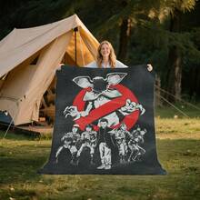 1Pcs STRANGER Retro Paranormal Blanket - Intricate Black And White Design With Red Symbol, Perfect Gift For Halloween And Sci-Fi Fans Nap Blanket, Outdoor Camping Travel Blanket, Durable Fabric, Artistic Design,  Versatile Accessory, Outdoor Enthusiasts, Lucas, Eleven, Mike, Will, Dustin, Lucas, The Perfect Christmas Gift ,Things - Nhiều màu - Xem 4