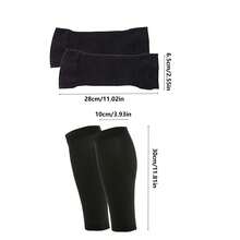 2 Pairs/Set Arm Compression Sleeves & Thigh/Calf Compression Sleeves Soccer Suit, Muscle Support, Breathable Tight Footless Calf Socks, Unisex Multi-Size High-Performance Sports Set, Ideal Gear For Fitness Enthusiasts To Enhance Football, Basketball, Hiking, Cycling, Running, Outdoor Sports - Multicolor - View 2