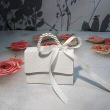 10pcs Black & White Elegant Embossed Gift Boxes, With Satin Ribbons & Pearl Handles, Multi-Size Suitable For Various Occasions Like Weddings - Multicolor - View 3