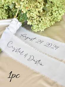 Personalized Wedding Bouquet Ribbon - Custom Name & Date Floral Tapestry For Bridal Showers, Birthdays, Graduations - Durable Polyester Event Decor With Elegant Design, Wedding Gifts For Guests, Celebration Accessory, Sophisticated Style, High Quality Craftsmanship - Multicolor - View 12