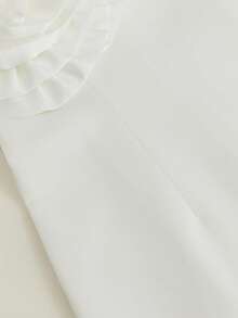 Women's 3D Flower Decoration Spaghetti Strap Short Dress, Spring/Summer - White - View 5