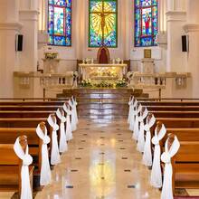 Wedding Aisle Decorations For Ceremony Church Decorations For Weddings Party Bench Pew Aisle Decor - 白色 - 查看 3