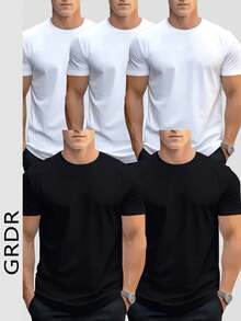 GRDR 5件/套 男士夏季圆领短袖T恤，适合户外休闲穿着 - 彩色 - 查看 2