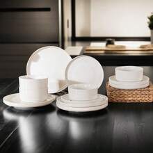 12pcs Premium Porcelain Dinnerware Set, Service For 4 - Ivory White-12 Pcs - View 11