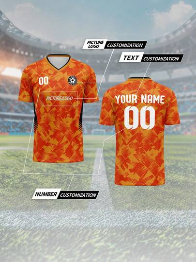 Maglia personalizzata, singolo pezzo, maglia da calcio a scollo a V per squadre sportive maschili, personalizzabile sul davanti e sul retro con nome, numero, logo, squadra, adatta per eventi sportivi scolastici, uniformi di squadra, casual, feste, vestibilità comoda, adatta per sport leisure, allenamento, primavera/estate/autunno, alla moda, minimalista, personalizzata