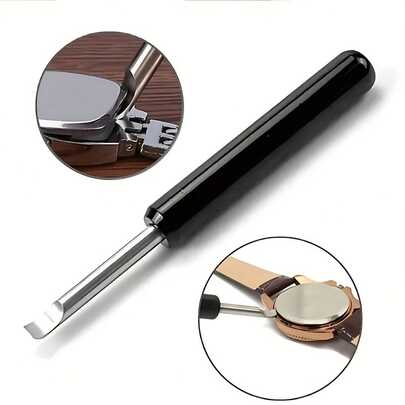 1pc Stainless Steel Watch Back Opener Tool - Heavy Duty Watch Repair Tool With Precision Lever And Pins, For Battery Replacement, Strap Removal, Back Cover Opening - Compatible With Analog/Digital Watches (No Assembly Required)