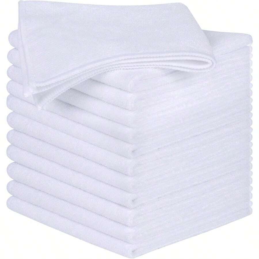 Microfiber Cleaning Cloth Absorbent Dish Cloth Cleaning Towel Super Absorbent Dish Rags 30cmx30cm 12 Pack White - Whitex12 - View 1