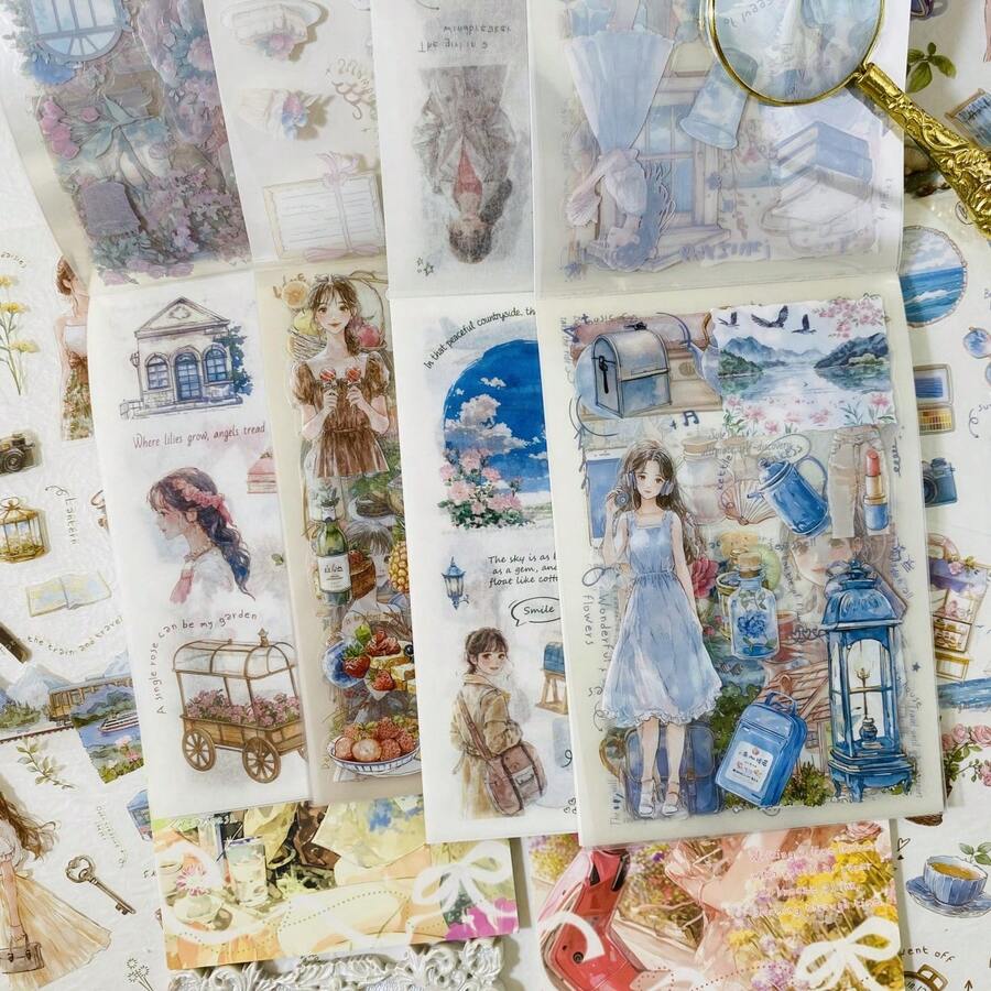 20sheets PET Washi Paper Stickers Books For DIY Scrapbooking, Journal Decoration And Collage, Planner Accessories, Scrapbooking Supplies Embellishments PET Material Craft Stickers Selfadhesive Stickers Holiday Decorations Christmas Halloween Valentine's Day - Multicolor - View 1