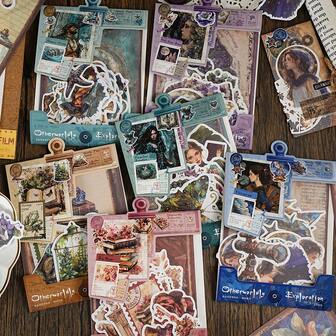  Etori Life Fantasy World Exploration Series สติกเกอร์สมุดบันทึกลายการผจญภัยตัวละครย้อนยุคอเมริกัน วัสดุคู่ DIY อัลบั้ม, วอลล์เปเปอร์, สมุดภาพทำมือ, ปาร์ตี้ย้อนยุค, งานศิลปะ, ถุงกระดาษของขวัญ, เครื่องเขียนสำหรับนักเรียน, ของตกแต่งสำหรับเด็ก