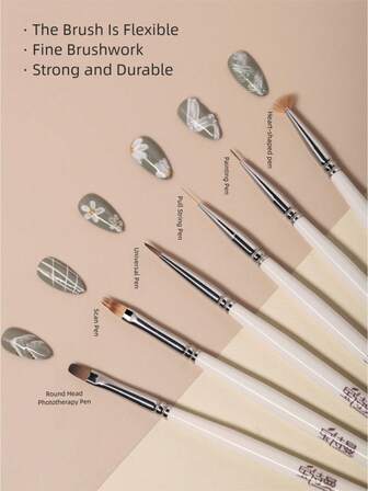 美甲细节小刷，适用于美甲艺术和指甲彩绘，包括美甲刷、美甲笔、渐变刷等，专业美甲工具，适合美甲装饰，简单方便，沙龙和家庭DIY均可使用。