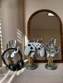 1pc Cyberpunk 3D Printed Game Controller Stand, Multifunctional Desktop Organizer For Controllers And Phones, Great Gift For Gamers, Christmas Decoration, Cyberpunk Mechanical Hand Asura Game Controller Stand, Ring Stand, Photo Backdrop - Multicolor - View 2