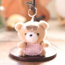 时尚眼镜泰迪熊毛绒吊坠，可爱毛绒玩具钥匙扣，萌趣背包挂饰，治愈系小礼物 - 彩色 - 查看 11