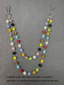 1pc Fashion Street Hip-Hop Pants Chain, Handmade Ceramic Rhinestone Ball Waist Chain, Unisex Body Chain Accessory For Daily Wear (Friendly Reminder: Random Color, Handmade Chain May Occasionally Come Apart, Can Be Reconnected) - Multicolor - View 9