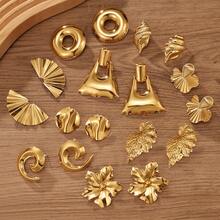 24件/套 女士金色几何耳环套装，随机发货