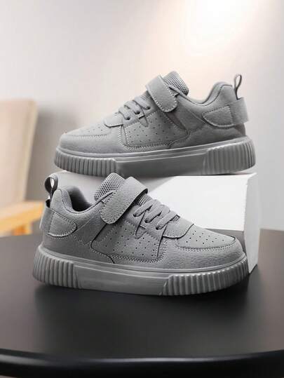 1 Pair Spring/Autumn New Kids' Sports Shoes, Hook And Loop Closure Easy On/Off, Boys/Girls Fashion Versatile Anti-Slip Casual Sneakers