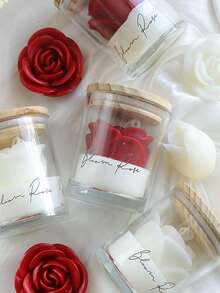 1pc Rose Glass Candle, Elegant Atmosphere Candle, Fragrant Home Decor Candle, Rose Scented Candle, Rose Candle Gift For Her, Soy Wax Scented Candle, Cute Floral Shaped Scented Candle, Suitable For Room Decor, Aesthetic Decoration, Valentine's Day, Holiday/Birthday Gift, Fragrance Candle, Bedroom Ambiance Candle, Adding Color To Your Life - Multicolor - View 8